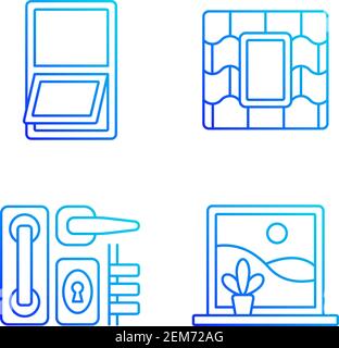 Windows replacement service RGB color icons set Stock Vector