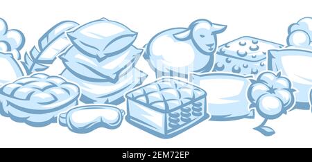 Seamless pattern with bedroom items. Stock Vector
