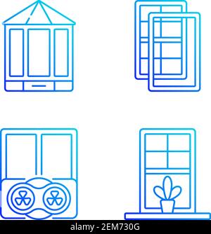Doors replacement service RGB color icons set Stock Vector