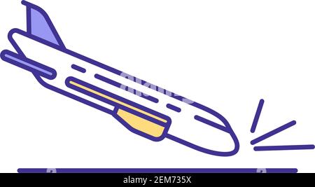 Aviation accident RGB color icon Stock Vector