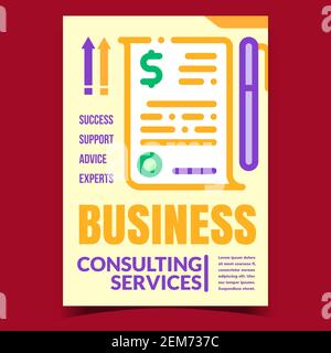 Business Consulting Services Promo Poster Vector Stock Vector