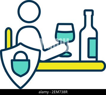 Alcoholic beverages refusal RGB color icon Stock Vector
