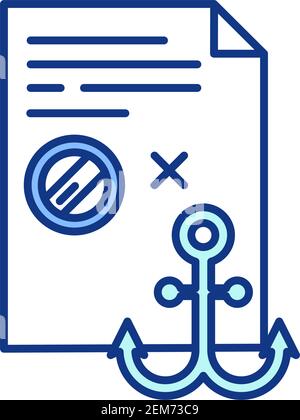 Maritime law RGB color icon Stock Vector