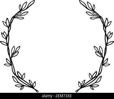 Hand drawn vector frame. Floral wreath with leaves for wedding and holiday. Decorative elements for design. Isolated Vector illustration Stock Vector