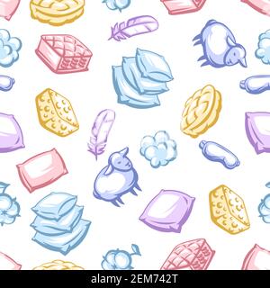 Seamless pattern with bedroom items. Stock Vector