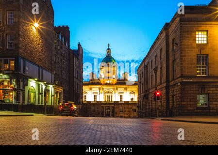 street scene of edinburgh and museum on the mound Stock Photo