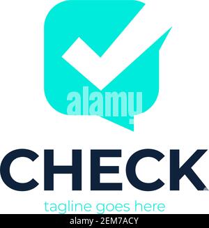 Check Chat Logo Icon Design. Chat Checkmark Logo Design Concept Template Stock Vector
