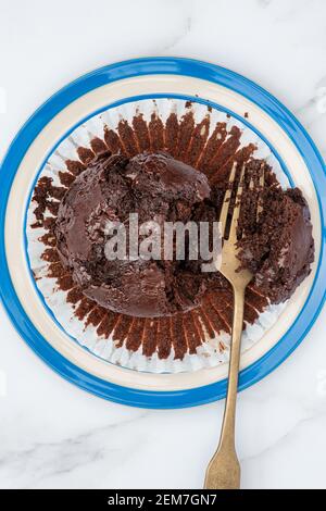 Homemade double chocolate muffin on a plate Stock Photo