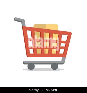 Loaded supermarket cart for online purchases, vector Stock Vector