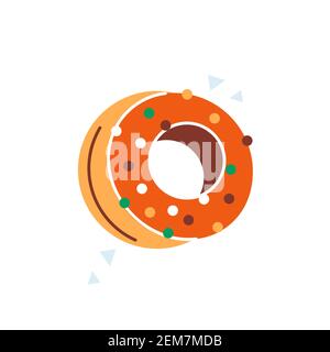 Glazed sweet donut logo icon vector flat design illustration Stock Vector