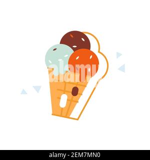 Melting ice cream cone logo vector flat design. Stock Vector