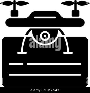 Drone license black glyph icon Stock Vector