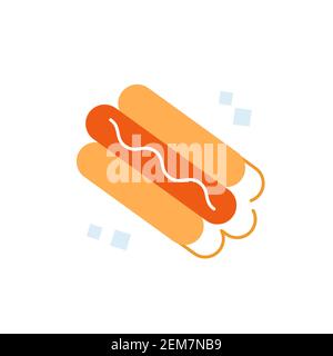 Hot dog flat design logo icon vector isolated on white. Stock Vector