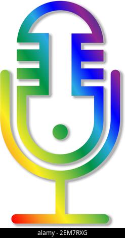 rainbow colored recording microphone icon or symbol, podcast logo vector illustration Stock Vector