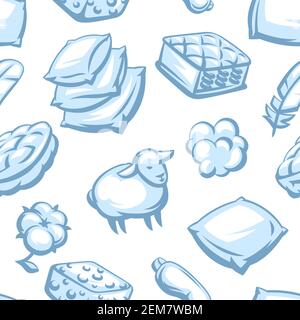 Seamless pattern with bedroom items. Stock Vector
