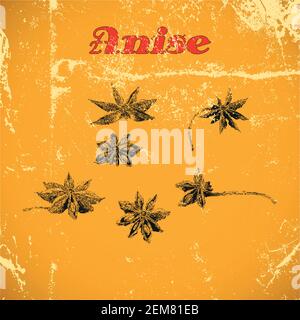 Hand drawn vintage ginger isolated on yellow distressed grunge background. Stock Vector