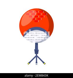 Microphone vector icon for media podcast, media hosting. Design template set for recording studio symbol, logo, emblem and label. Voice sign, color tr Stock Vector