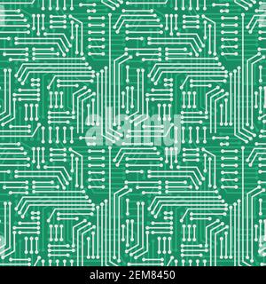 Electric circuitry pattern seamless. Microcircuit background. Circuit board texture Stock Vector