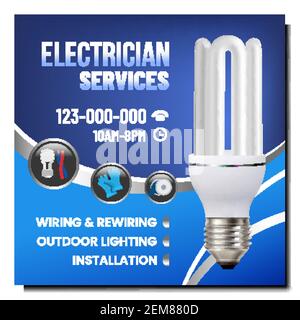 Electrician Services Promotional Banner Vector Stock Vector