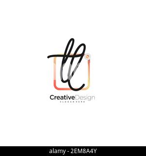 TL Initial Letter handwriting logo hand drawn colorful box vector, logo for beauty, cosmetics, wedding, fashion and business, and other Stock Vector