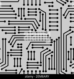 Electric circuitry pattern seamless. Microcircuit background. Circuit board texture Stock Vector