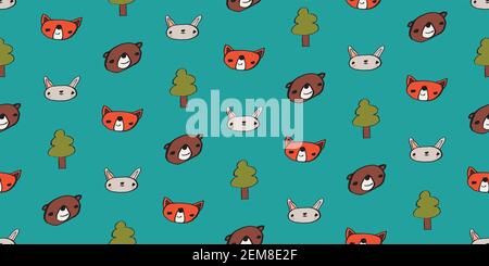 woodland animals seamless vector pattern Stock Vector