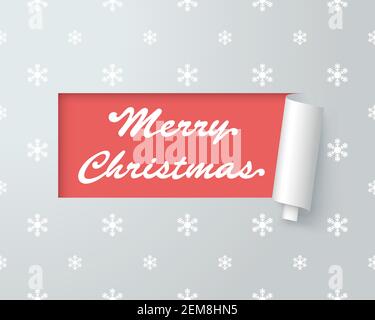 Merry Christmas Logo In Paper Cut Out Label 1 Stock Vector