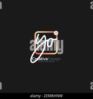 YO Initial Letter handwriting logo hand drawn colorful box vector, logo for beauty, cosmetics, wedding, fashion and business, and other Stock Vector