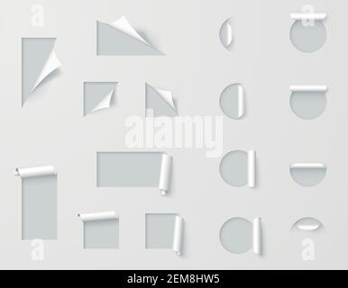 Paper Cut Out Labels Pealed Back Template Stock Vector