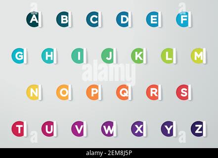 Circle Paper Cut Out Notes With Colorful Letters Of The Alphabet Stock Vector