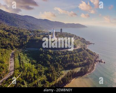 Aerial view, drone Chua Linh Ung Bai But Temple, Lady Buddha Temple in Da Nang, Vietnam Stock Photo