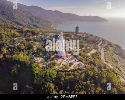 Aerial view, drone Chua Linh Ung Bai But Temple, Lady Buddha Temple in Da Nang, Vietnam Stock Photo