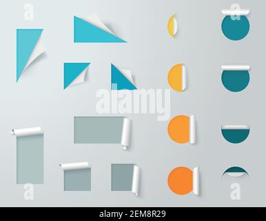 Paper Cut Out Labels Pealed Back Template 2 Stock Vector