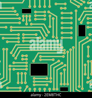 Electric circuitry pattern seamless. Microcircuit background. Circuit board texture Stock Vector