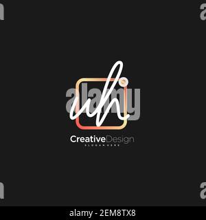 Initial Letter handwriting logo hand drawn colorful box vector, logo for beauty, cosmetics, wedding, fashion and business, and other Stock Vector