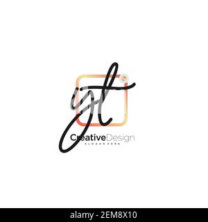 YT Initial Letter handwriting logo hand drawn colorful box vector, logo for beauty, cosmetics, wedding, fashion and business, and other Stock Vector