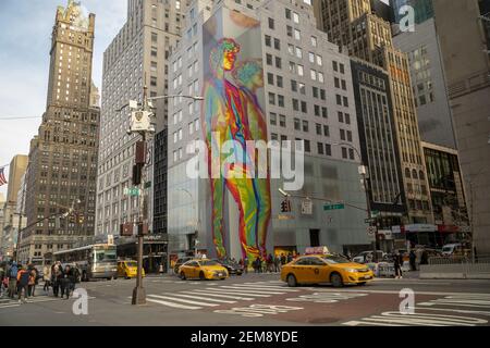 A 12-story art installation by Virgil Abloh is seen at the Louis Vuitton  flagship store on Fifth Avenue in New York City Stock Photo - Alamy