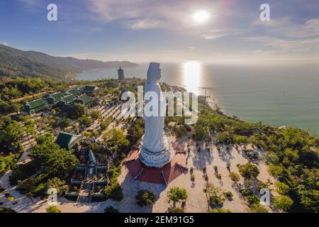 Aerial view, drone Chua Linh Ung Bai But Temple, Lady Buddha Temple in Da Nang, Vietnam Stock Photo