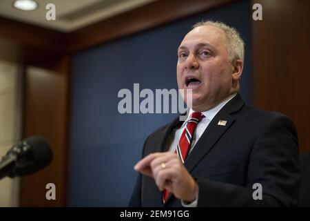 United States House Minority Whip Steve Scalise (Republican of Louisiana) offers remarks during a press conference at the U.S. Capitol in Washington, DC, USA on Wednesday, February 24, 2021. Photo by Rod Lamkey/CNP/ABACAPRESS.COM Stock Photo