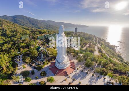 Aerial view, drone Chua Linh Ung Bai But Temple, Lady Buddha Temple in Da Nang, Vietnam Stock Photo