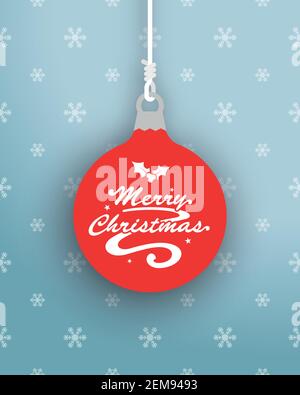 Merry Christmas Logo On Hanging Bauble Stock Vector
