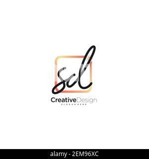 SD Initial Letter handwriting logo hand drawn colorful box vector, logo for beauty, cosmetics, wedding, fashion and business, and other Stock Vector