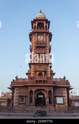 Clock tower or Ghanta Ghar at Sardar Market , Jodhpur, Rajasthan, India. Built by Maharaja Sardar Sngh in 1880 to 1911. Stock Photo