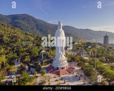 Aerial view, drone Chua Linh Ung Bai But Temple, Lady Buddha Temple in Da Nang, Vietnam Stock Photo