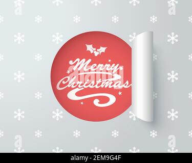 Merry Christmas Logo In Paper Cut Out Label 2 Stock Vector