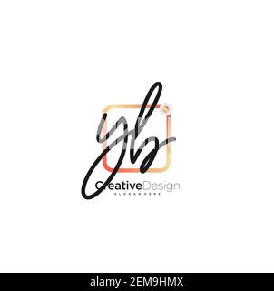 YB Initial Letter handwriting logo hand drawn colorful box vector, logo for beauty, cosmetics, wedding, fashion and business, and other Stock Vector