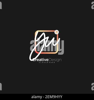 YW Initial Letter handwriting logo hand drawn colorful box vector, logo for beauty, cosmetics, wedding, fashion and business, and other Stock Vector