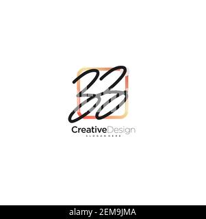 ZZ Initial Letter handwriting logo hand drawn colorful box vector, logo for beauty, cosmetics, wedding, fashion and business, and other Stock Vector