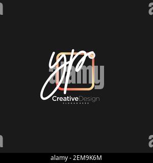 YP Initial Letter handwriting logo hand drawn colorful box vector, logo for beauty, cosmetics, wedding, fashion and business, and other Stock Vector