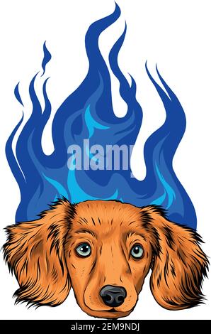 puppy Dog with Flame ornaments vector illustration Stock Vector